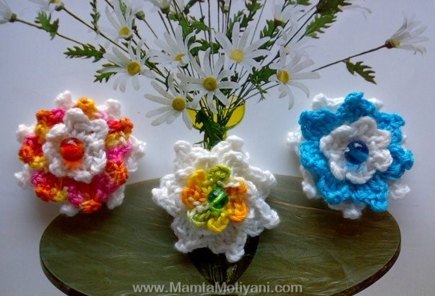 Crochet Lotus Lily Flower Applique Pattern #6