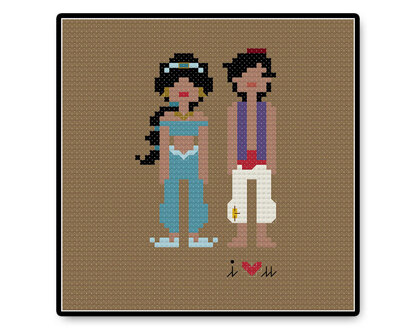 Jasmine and Aladdin In Love - PDF Cross Stitch Pattern