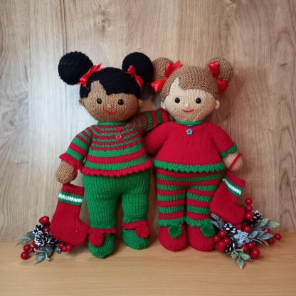 Christmas Eve Pj's, Lilly and May dolls