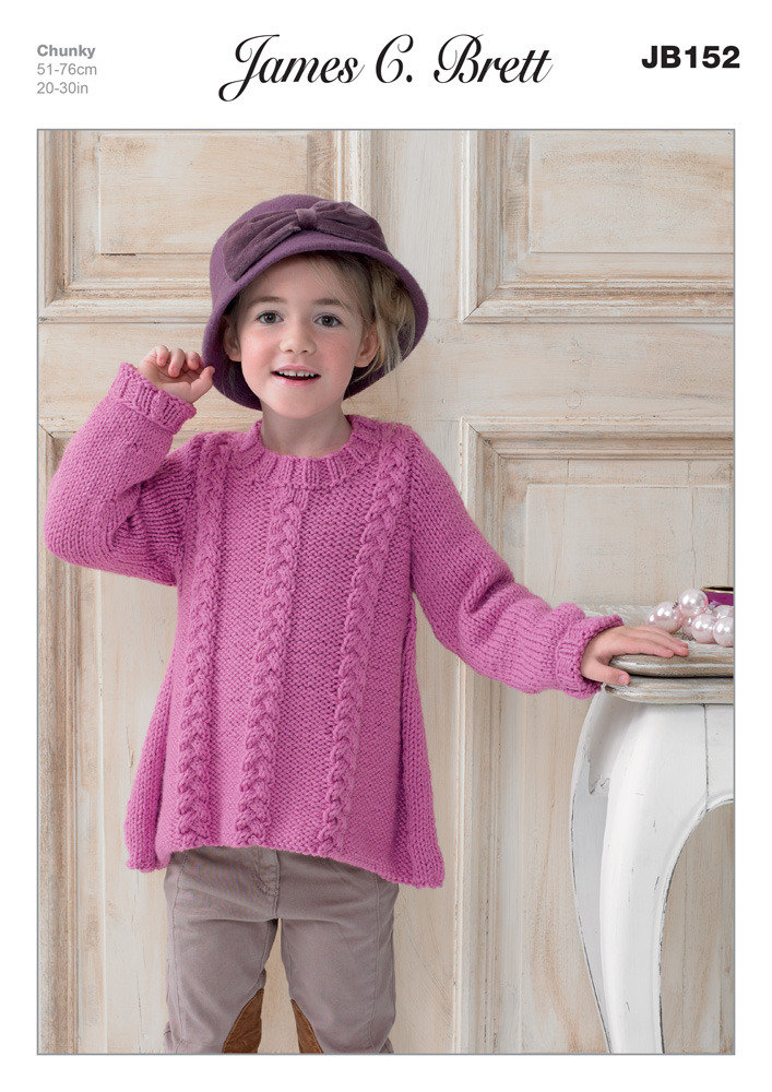 Girl s Sweater in James C. Brett Chunky with Merino JB152