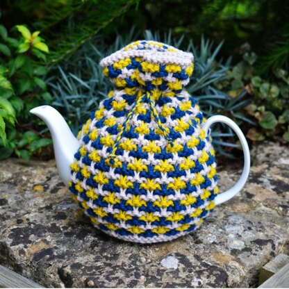 Textured Tweed 4 Cup Teapot Cosy Knitting Pattern