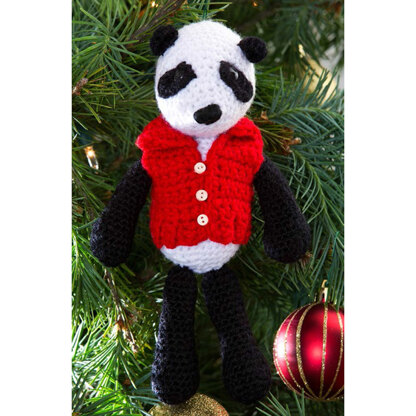 Vested Panda Ornament in Red Heart Lisa - LW3875EN