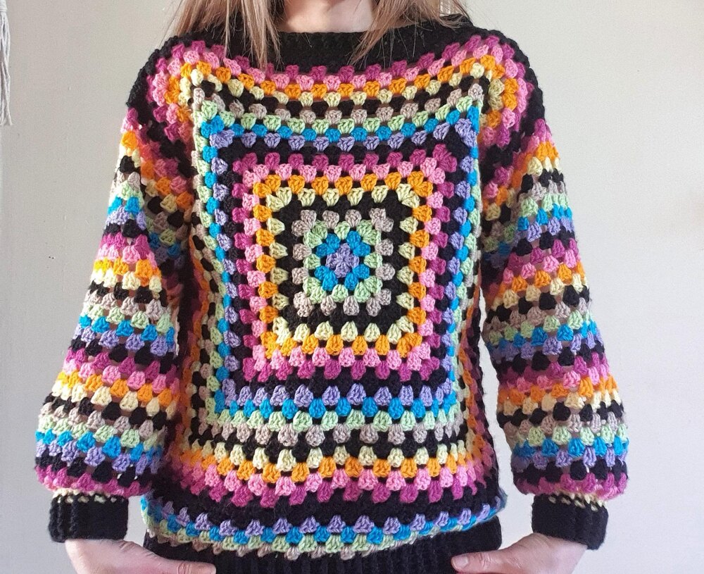 Granny square 2025 pullover pattern