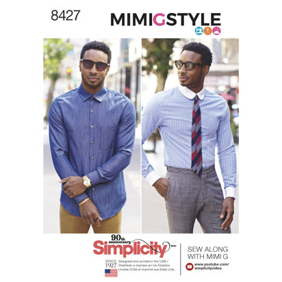 Simplicity Pattern 8427 Men's Fitted Shirt with Collar & Cuff Variations by Mimi G 8427 - Sewing Pattern