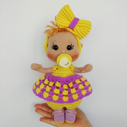 Amigurumi crochet doll pattern, Baby doll crochet pattern, 25 cm (9,84″) Amelie doll pattern, Puppe häkeln (English, Deutsch, Français)