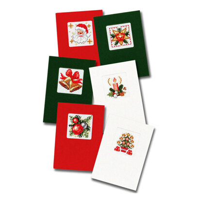 Pako Christmas Greeting Cards C, Set of Six Cross Stitch Kit - 10cm x 15cm
