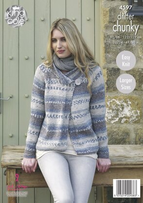 Ladies Jackets in King Cole Drifter Chunky - 4597 - Downloadable PDF