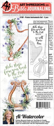 Art Impressions Bible Journaling Watercolor Rubber Stamps - Praise Instruments