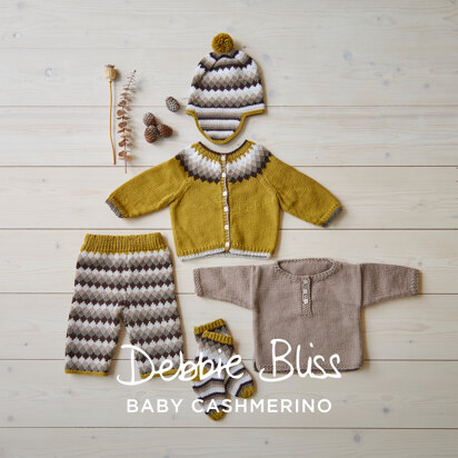 Winter Baby Cardigan, Shirt, Leggings, Socks & Hat - Baby Layette Knitting Pattern in Debbie Bliss Baby Cashmerino - Downloadable PDF - knitting pattern