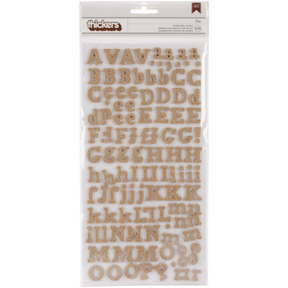 American Crafts DIY Thickers Alphabet Stickers 5.5"X11" 226/Pkg - Eric/Burlap Chipboard