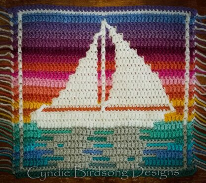 Awesome Ocean Mosaic Square: Sailboat