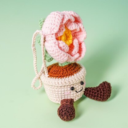 Smiling Peony Basket Car Hanging