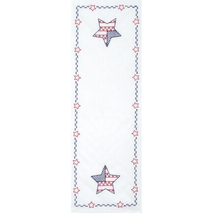 Jack Dempsey Stamped Table Runner Scarf - Independence Day - 15in x 42in