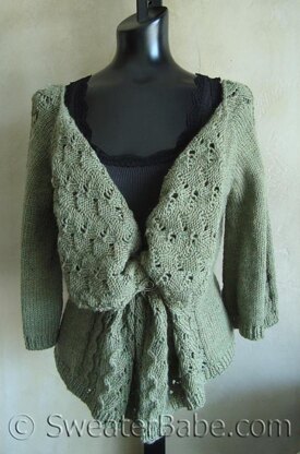 #102 Drape-Front Top-Down Lacy Cardigan