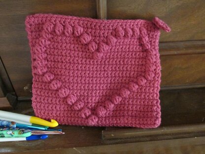 Bobble Heart Zippered Pouch