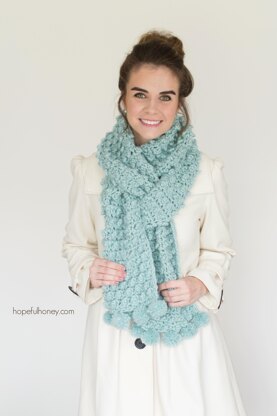 Snowbird Picot Pompom Scarf