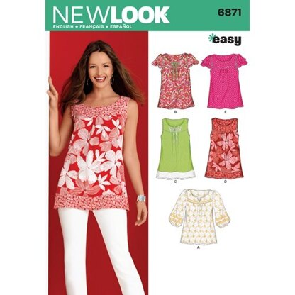 New Look Misses' Tops 6871 - Paper Pattern, Size A 10 12 14 16 18 20 22