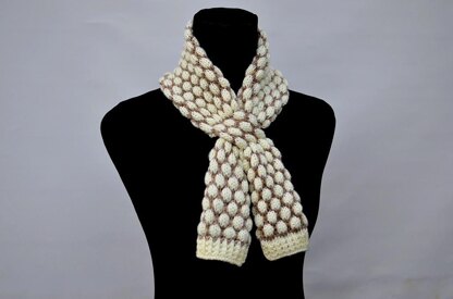 Shaded Bobble Stitch Scarf ( Keyhole / Ascot / Pull-Through / Vintage / Stay On Scarf Knitting Pattern )
