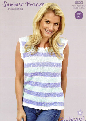 Striped Sleeveless Top in Stylecraft Summer Breeze - 8809