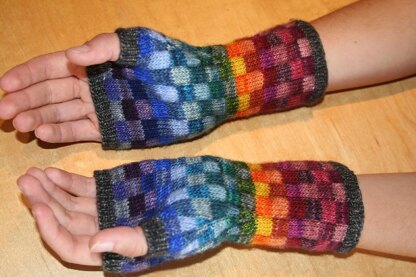 Mosaic Happy Fingerless Gloves