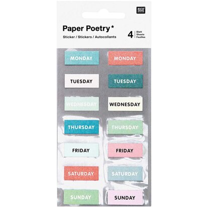 Paper Poetry Bullet Journal Sticker Sheets Weekdays Green