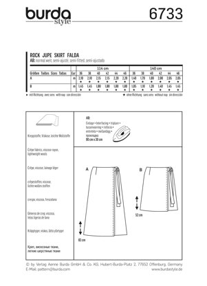 Burda Women's Wrap Skirt Sewing Pattern B6733 - Paper Pattern, Size 10-20
