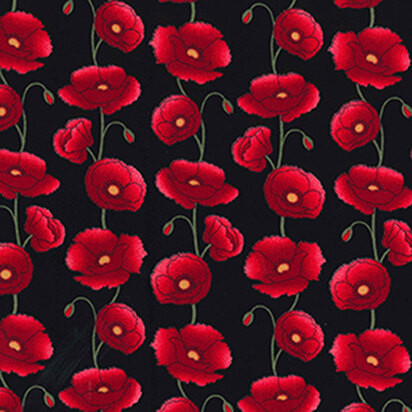 Rose & Hubble Cotton Poplin Printed - Poppies Black