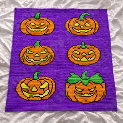 Jack-o’-lantern Baby Blanket SINGLE CROCHET PATTERN