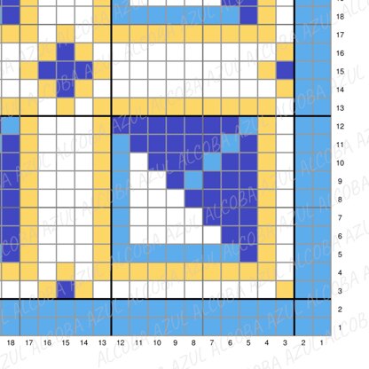 Mosaic Square Seville Tiles Sea Blue Pillow Mini C2C Crochet Pattern