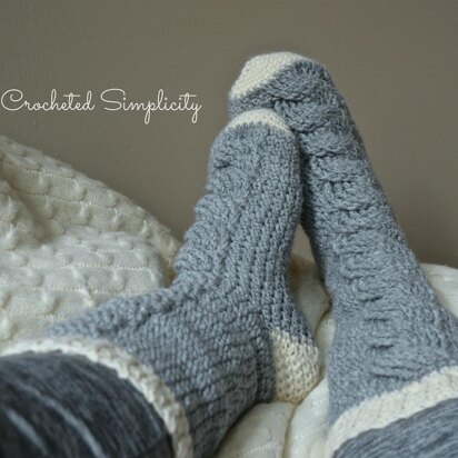 Big Bold Cabled Slipper Socks & Footies (Adult)