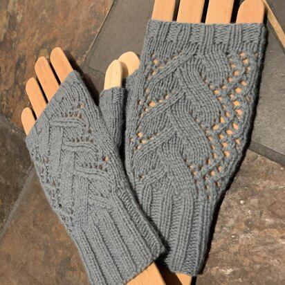 Print of the Wave Fingerless Mittens