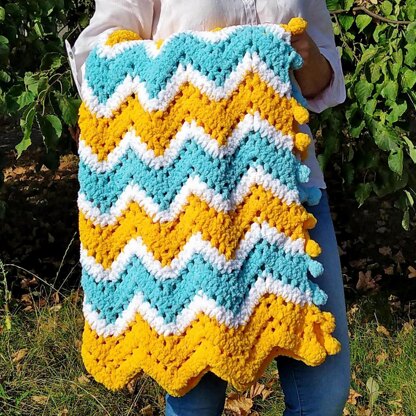 Blue and yellow online crochet blanket