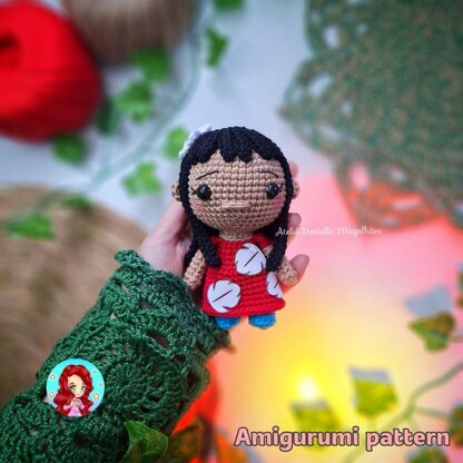 🌺 Lilo-Inspired Amigurumi Pattern (Red Dress) – Digital PDF 🧶