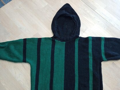 MARKUS, plain knitted hoodie with stripes for the kids