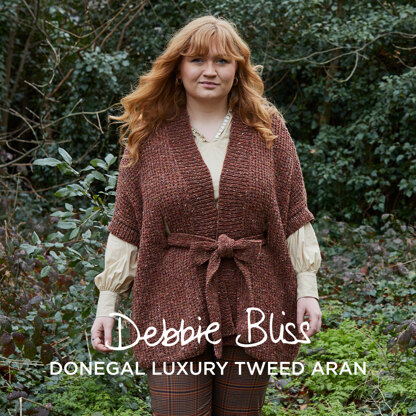 Sleeveless Jacket - Knitting Pattern for Women in Debbie Bliss Donegal Luxury Aran Tweed