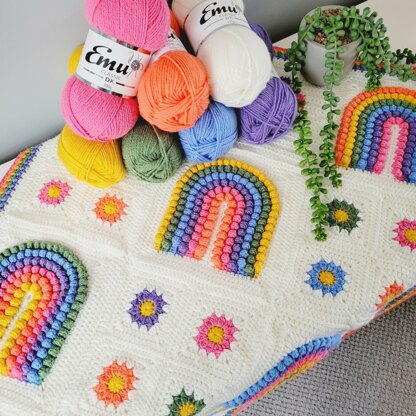 Rainbows of Love & Flowers Blanket - UK Terms