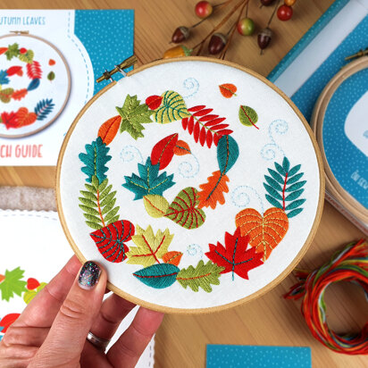 Oh Sew Bootiful Autumn Leaves Embroidery Kit - 6in