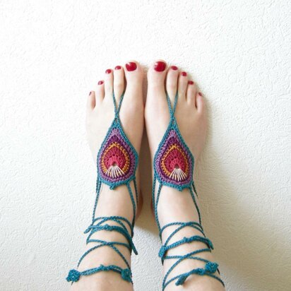 Barefoot Sandals Peacock Style