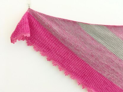 Pink and Grey Striped Shawl