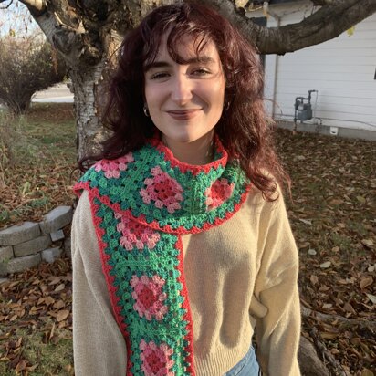 Rose Garden Granny Square Scarf