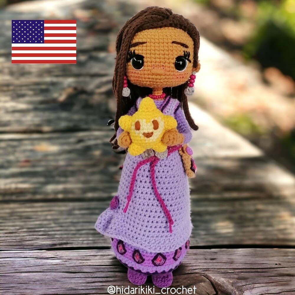 Low Sew English PDF Crochet Pattern Plush Wishing Star Squishy Instant  Download Amigurumi Doll English American Terms Wish Princess Asha (Download  Now) 