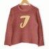 Womens knit sweater - Knitting Pattern Custom Letter J intarsia motif