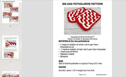 Zig Zag Potholders Pattern