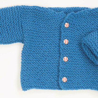 Easy Garter Stitch Baby Sweater in Plymouth Encore Worsted - F165