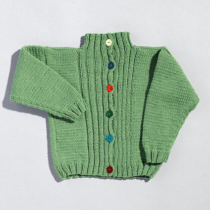 211 Ribbed Front Child's Cardigan - Knitting Pattern for Kids in Valley Yarns Valley Superwash