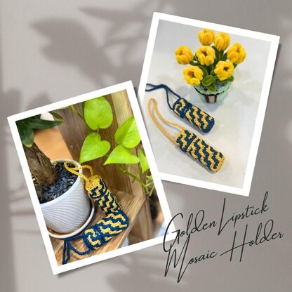 Golden Lipstick Mosaic Holder