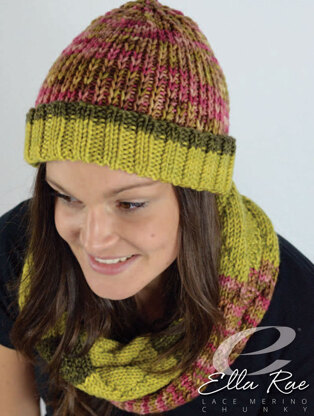 Aggie Scarf & Beanie in Ella Rae Lace Merino Chunky - ER23-02 - Downloadable PDF