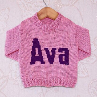 Intarsia - Ava Moniker Chart - Childrens Sweater