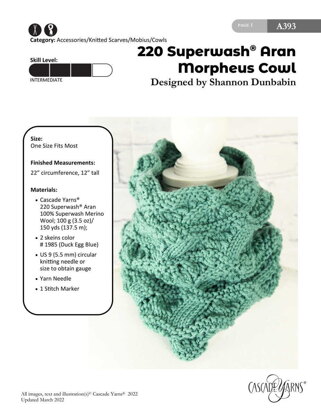 Morpheus Cowl in Cascade Yarns 220 Superwash Aran - A393 - Downloadable PDF