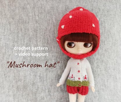 Fly agaric Mushroom hat for Blythe doll